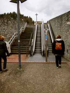 Escalators to the hilltop town of Arezzo