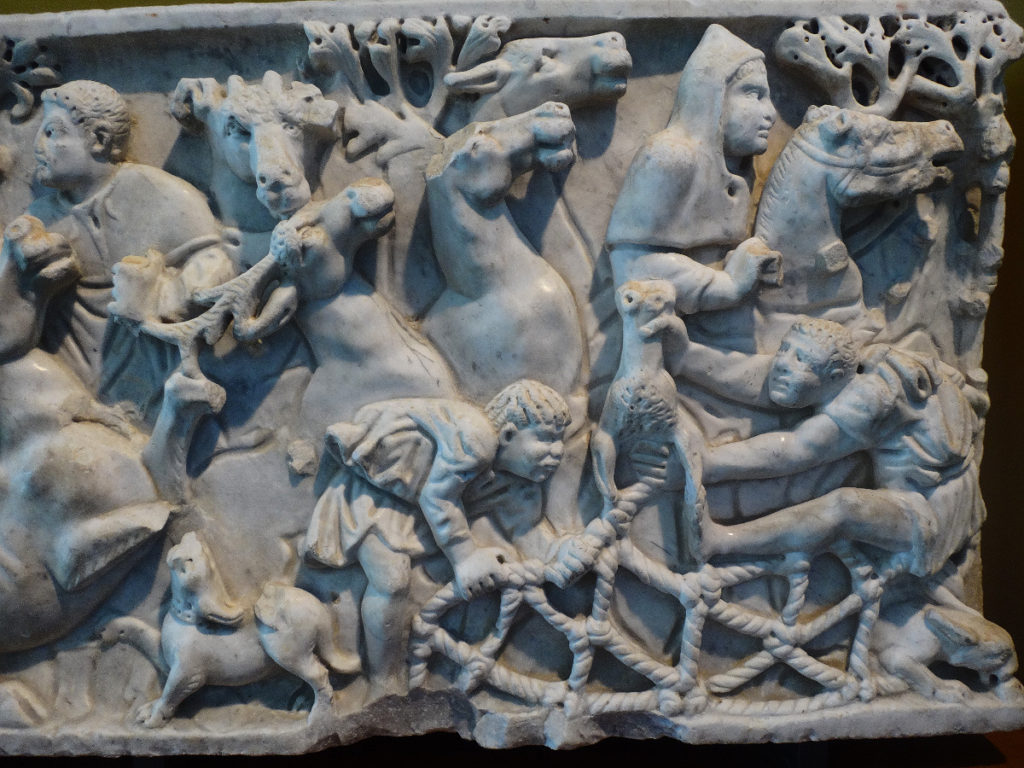 Here's a close-up of the detailed carvings on a sarcophagus. Musée de l'Arles et de la Provence Antiques.