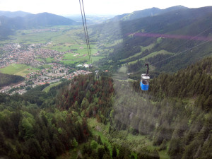 Here was pass another gondola as we head down the mountain.