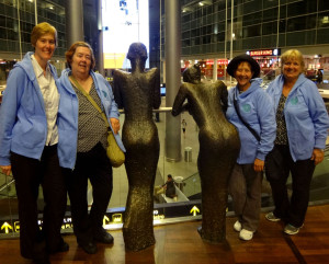 Euronuts' arrival at Copenhagen Airport: Tracy, Maureen, Rachel, Barbara