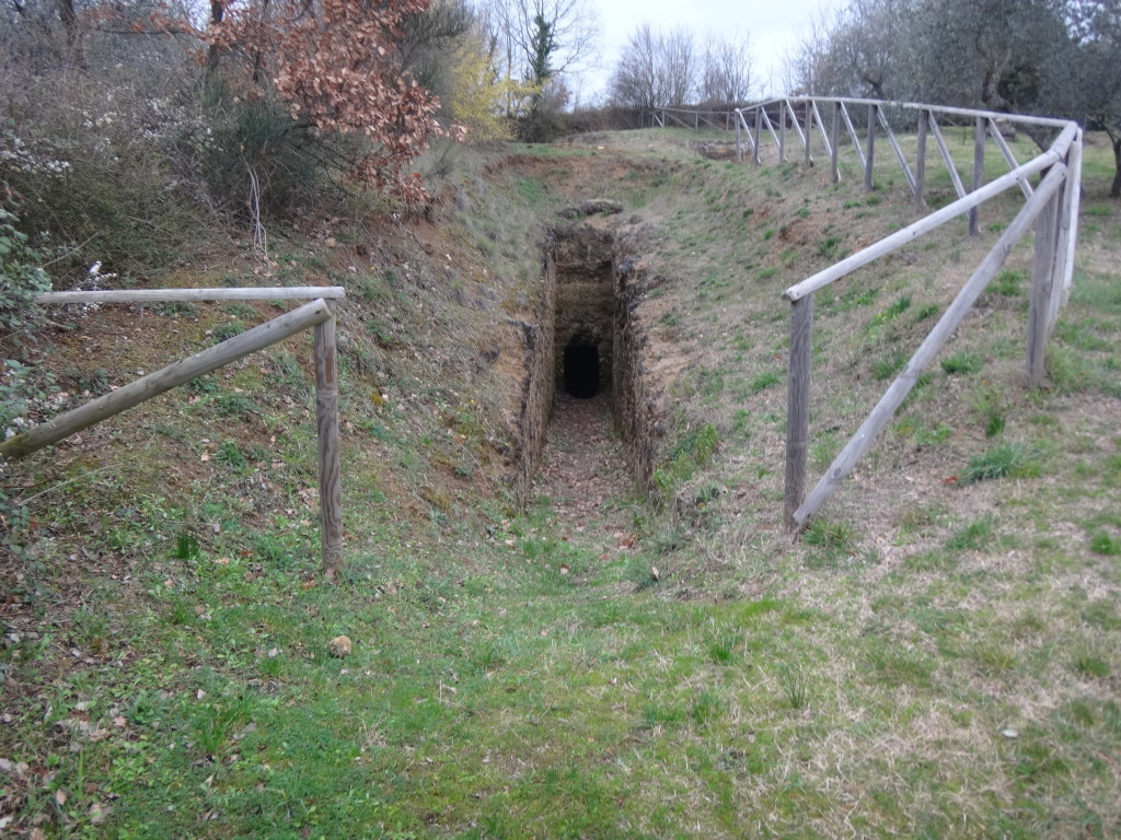 One of several entrances to Etruscan tombs on a gentle hillside outside Sarteano. The tombs were robbed long ago by tomb raiders. Museo Civico Archeologico di Sarteano
