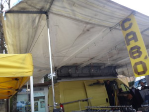 See how the awnings fold into the trucks at the Marsciano Market?