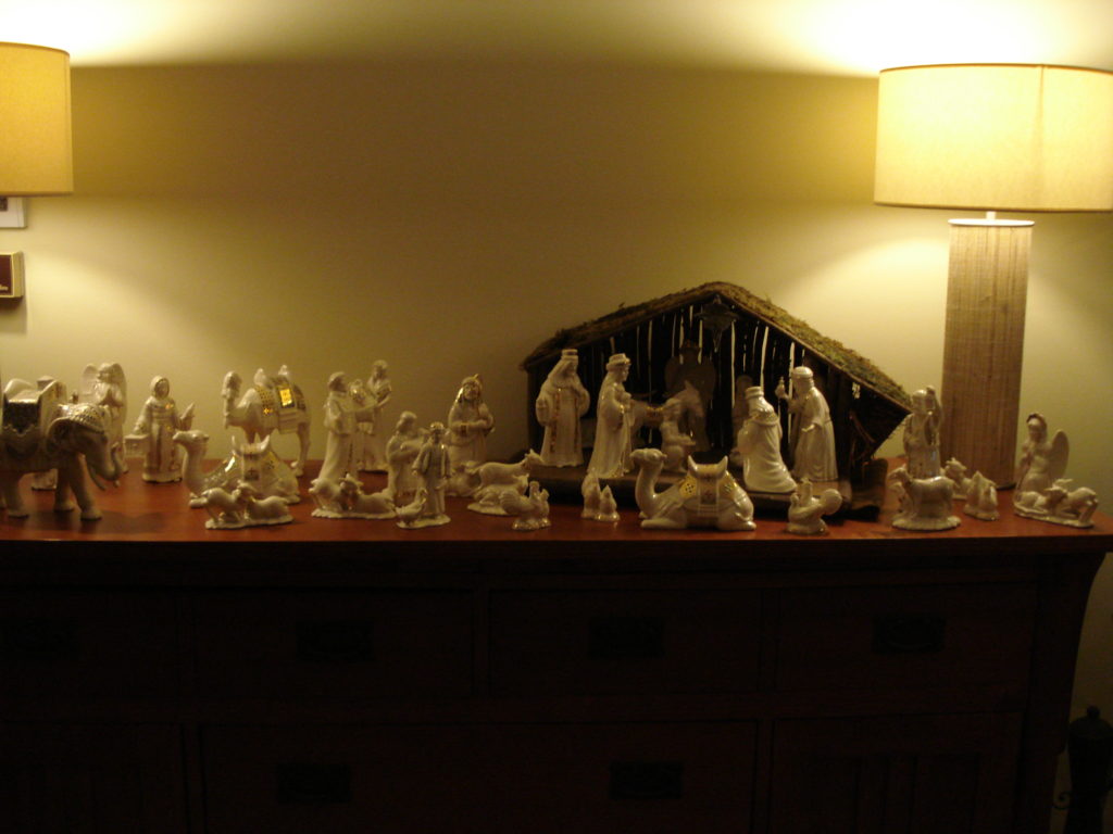 My sister gave me the large elephant on the far left for my 50th birthday. Christmas creche, 2011