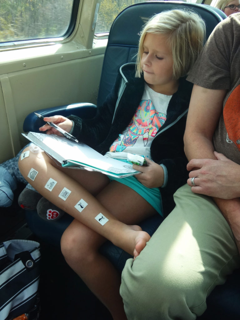 Maddy journaling her trip through the Cuyahoga Valley National Park.