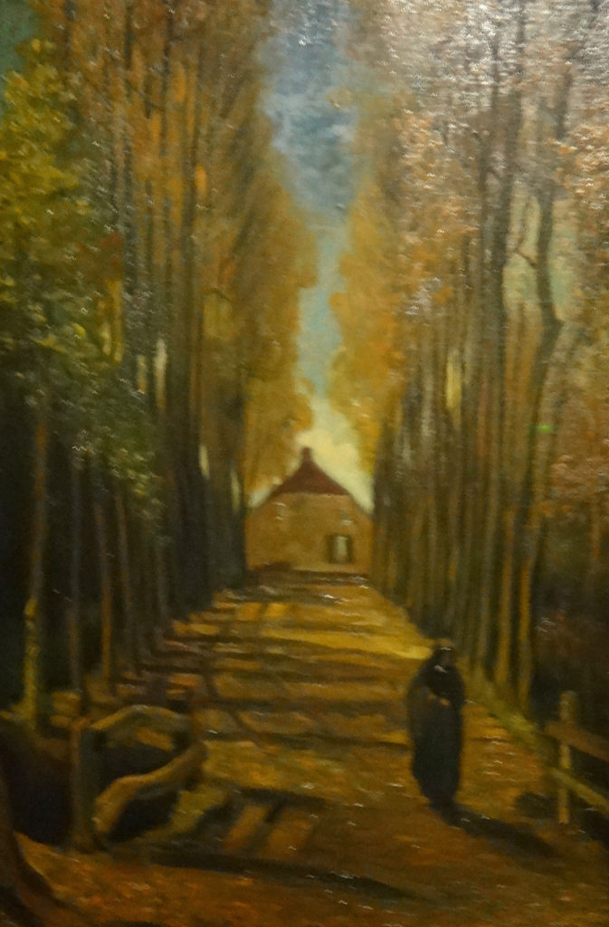 Van Gogh's Avenue of Poplars in Autumn, 1884. The museum says van Gogh was an admirer of seasonal landscape motifs and was influenced by both Western art and Japanese prints. "Every year the arrival of autumn excited him and led to beautiful and slightly melancholic works." This landscape was painted near Neunen.