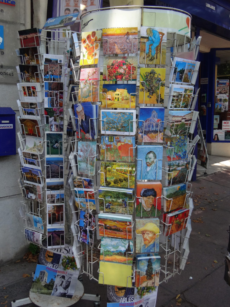 Stores throughout Arles sell everything from bobble heads to postcards in honor of their favorite visitor, van Gogh. Arles, France